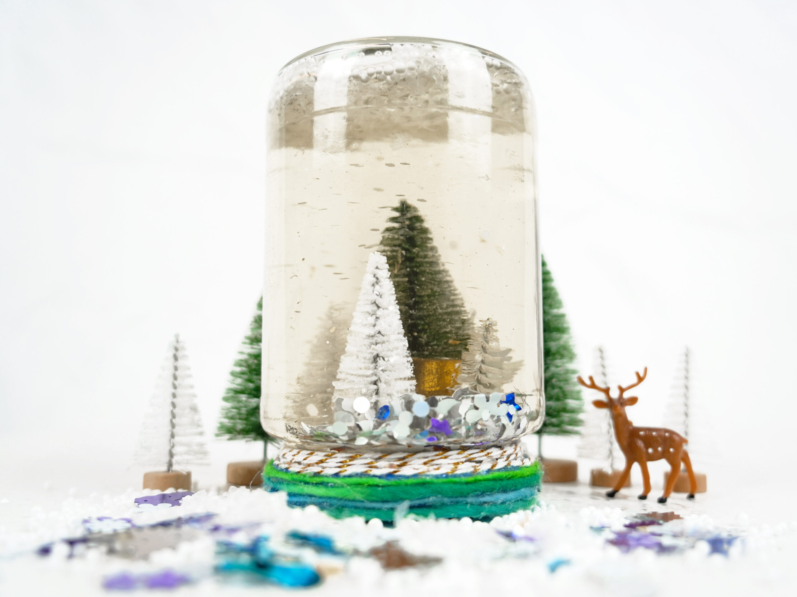 Photo of a snow globe made from a mason jar.